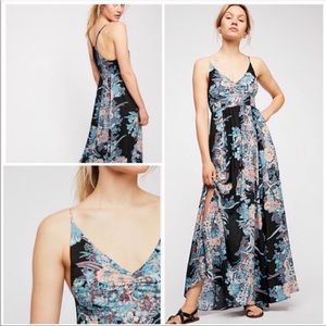 Free People floral black and pink Through The Vine Maxi Dress size small